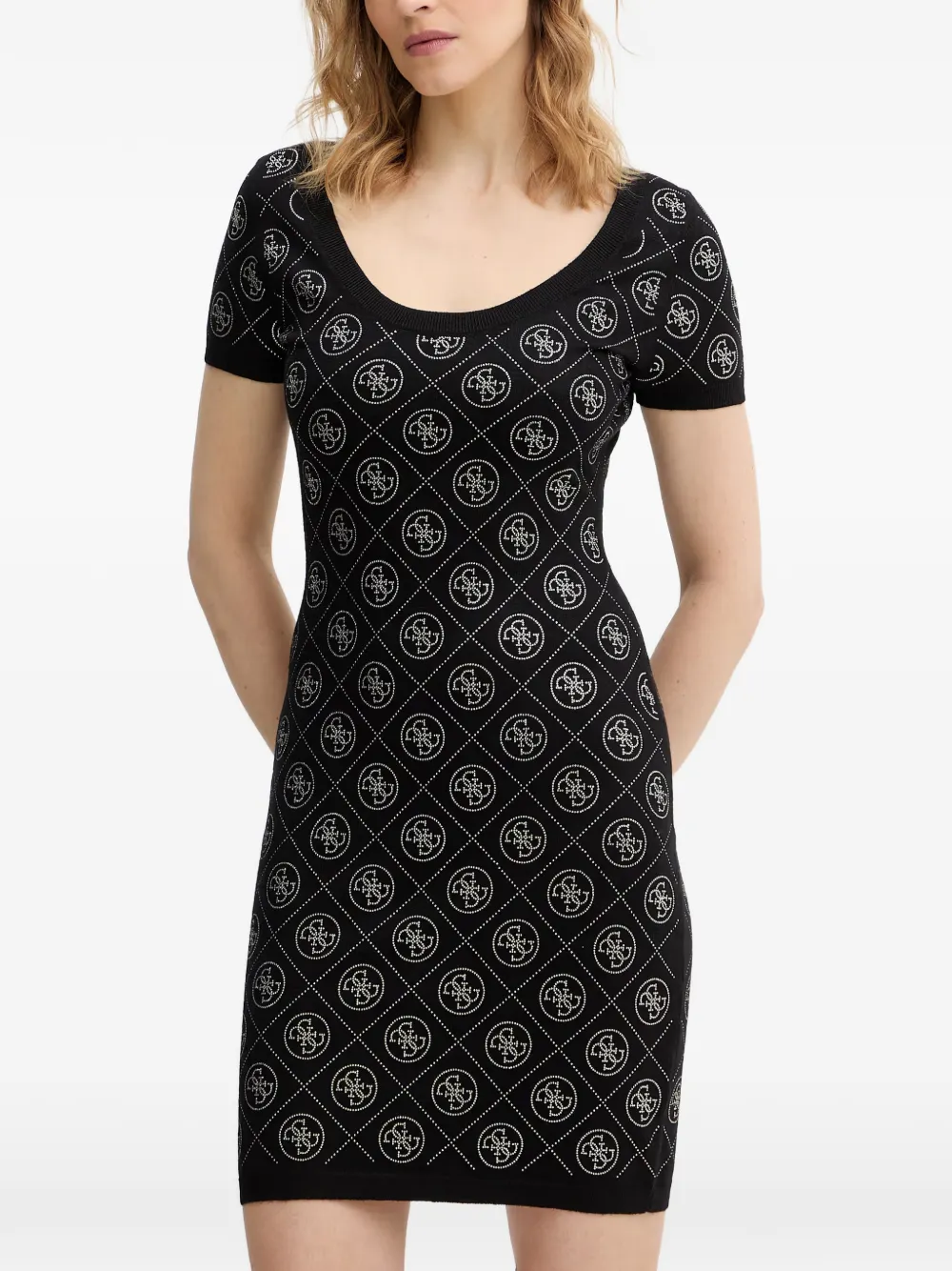 GUESS USA 4G rhinestone-embellished mini dress - Nero