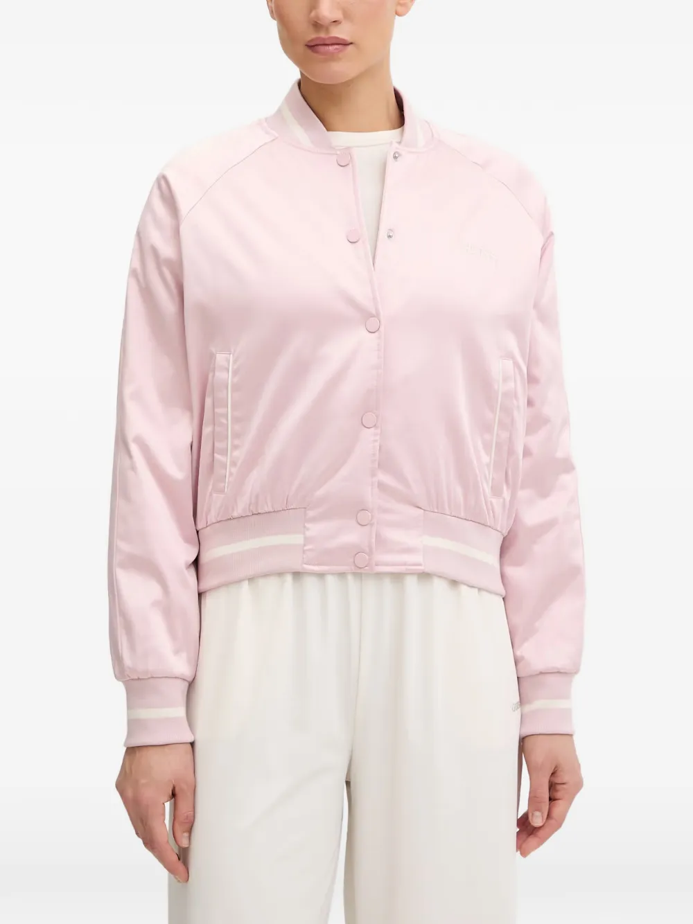 GUESS USA Tamara logo-embroidered bomber jacket - Pink