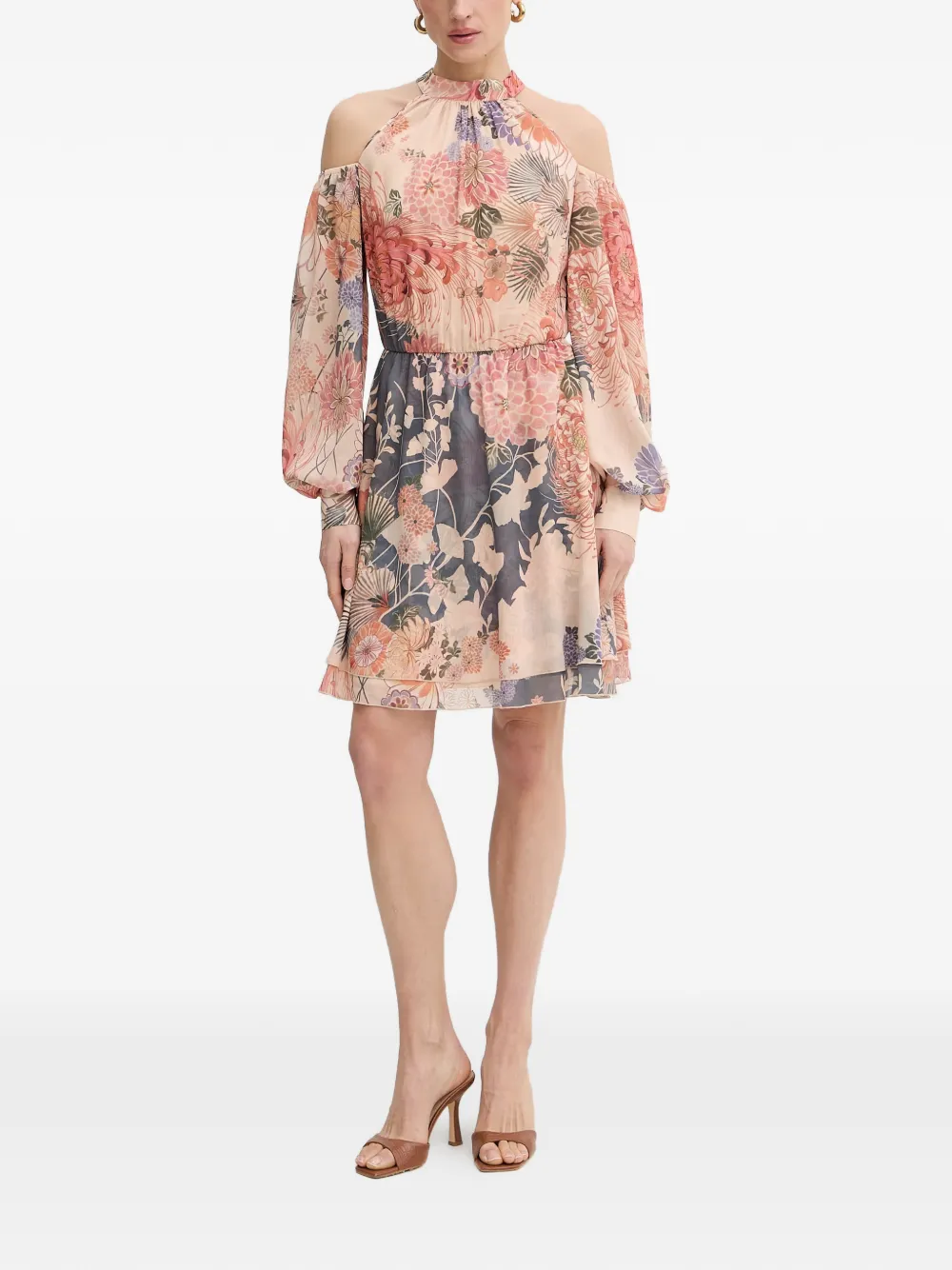 GUESS USA floral cold-shoulder dress - Toni neutri