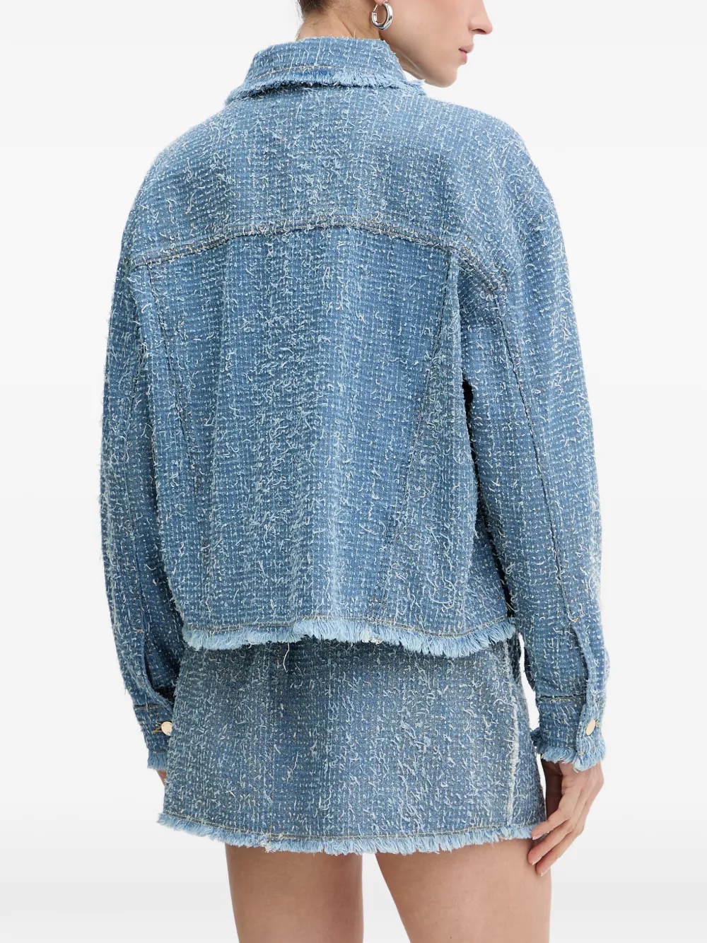  Guess Usa Frayed Buttoned Jacket - Azul 