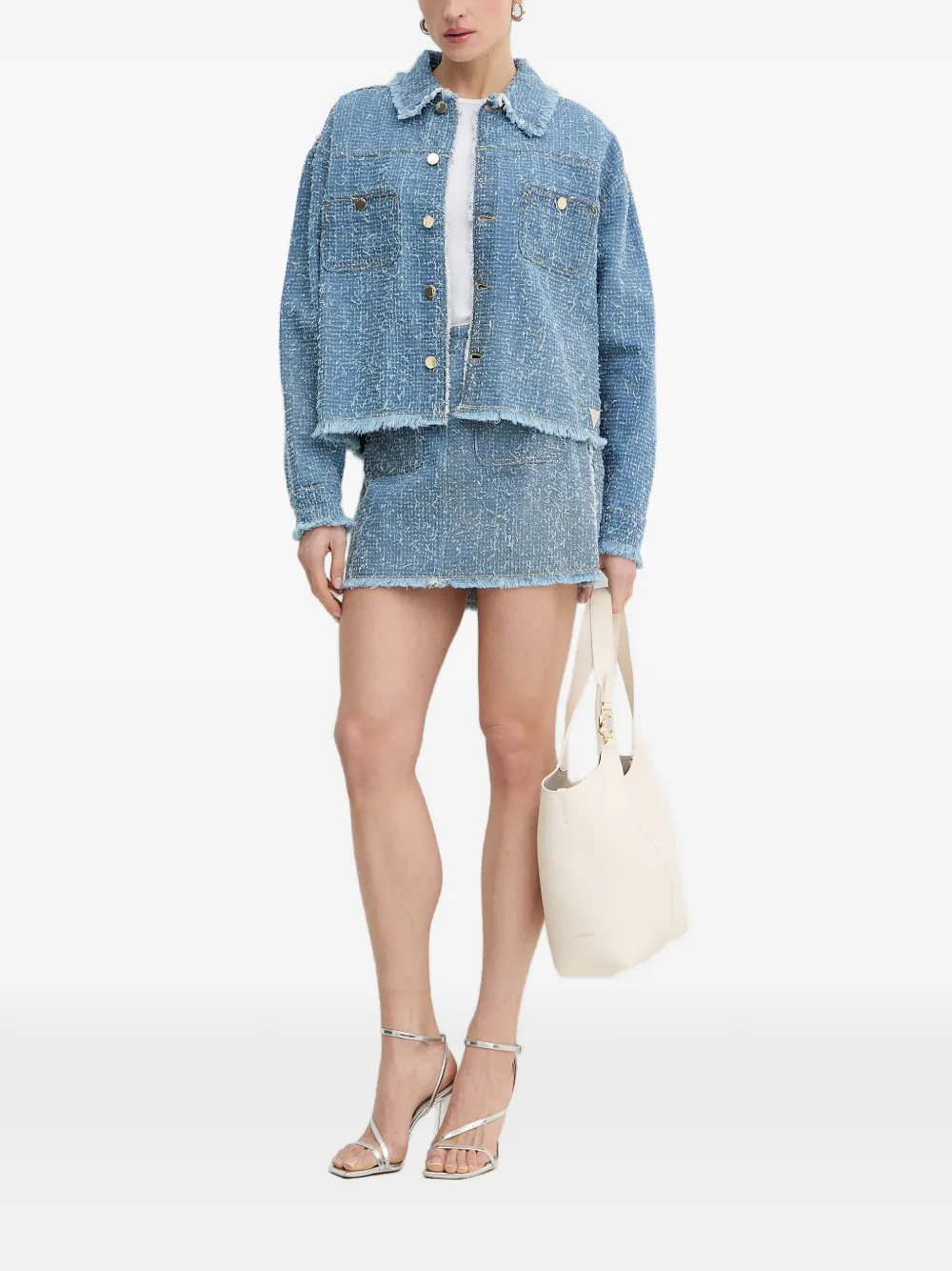  Guess Usa Frayed Buttoned Jacket - Azul 