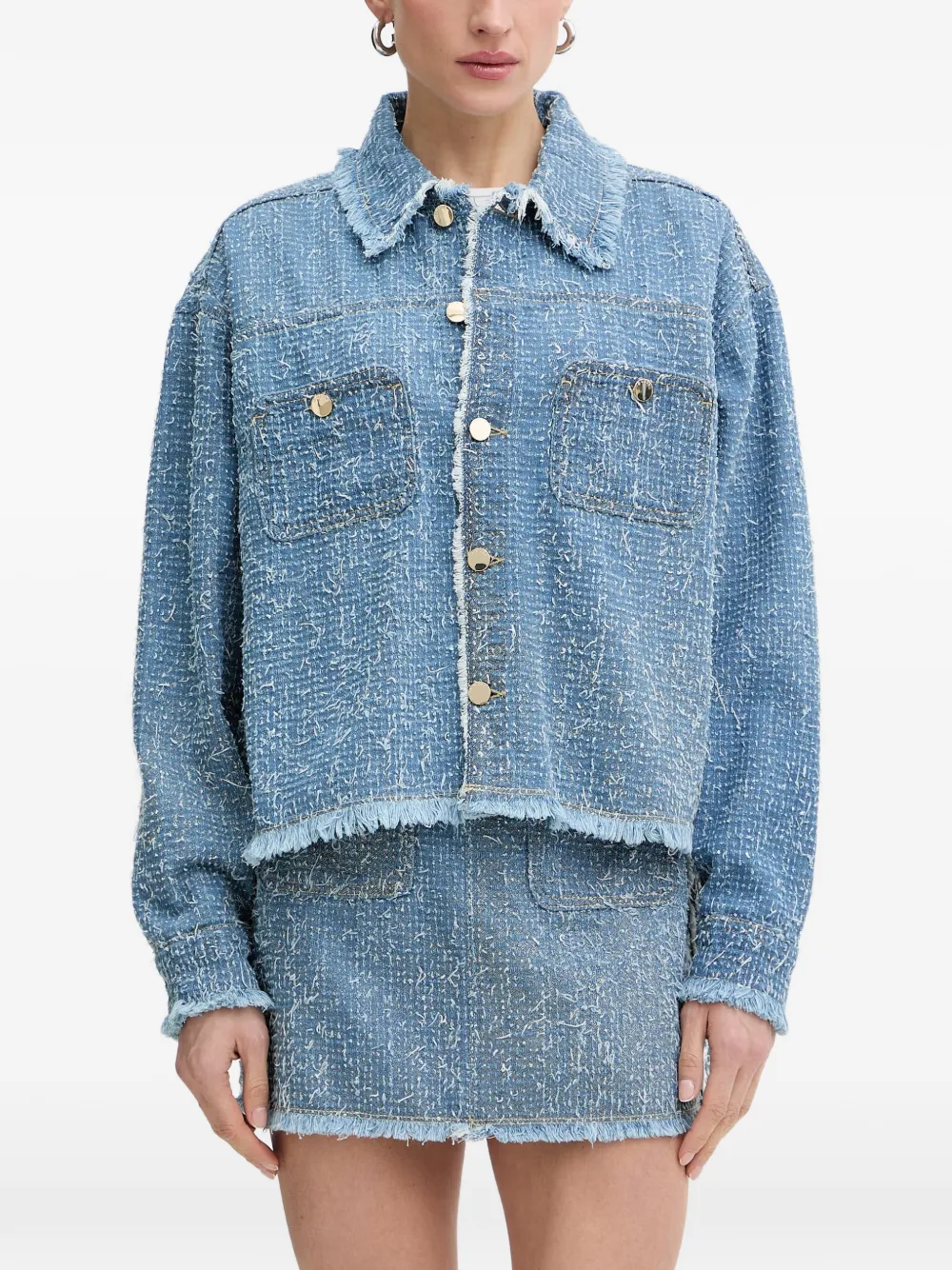 GUESS USA frayed buttoned jacket - Blu