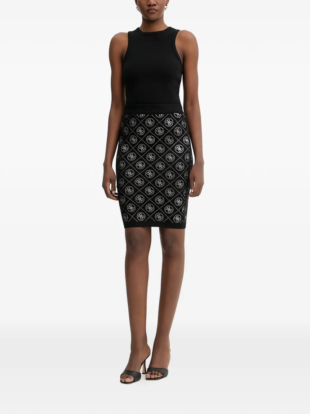 GUESS USA Rok verfraaid met logo Zwart