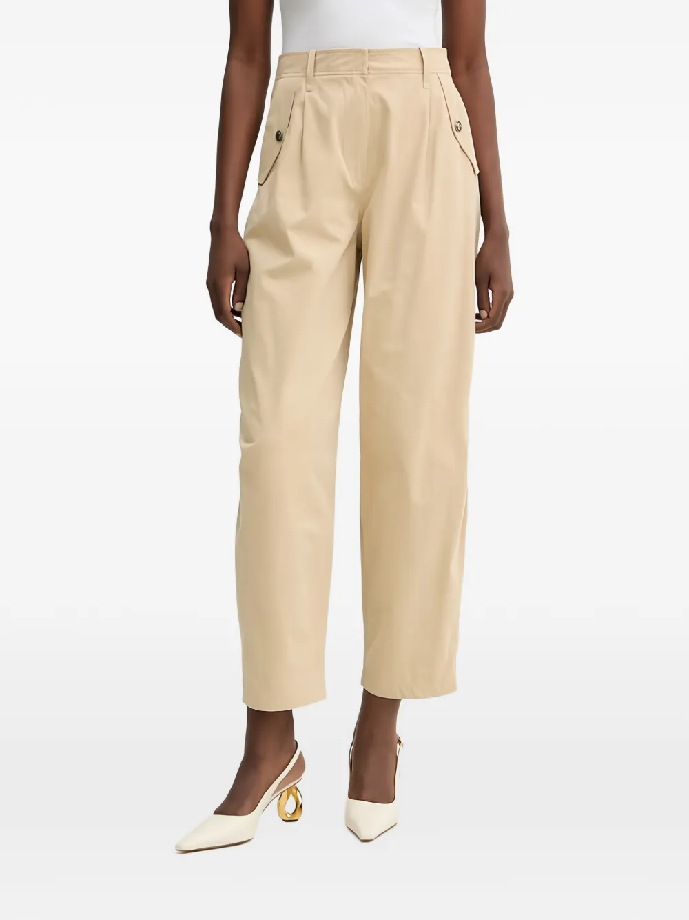 Guess Usa Denise Button-embellished Trousers In Yellow