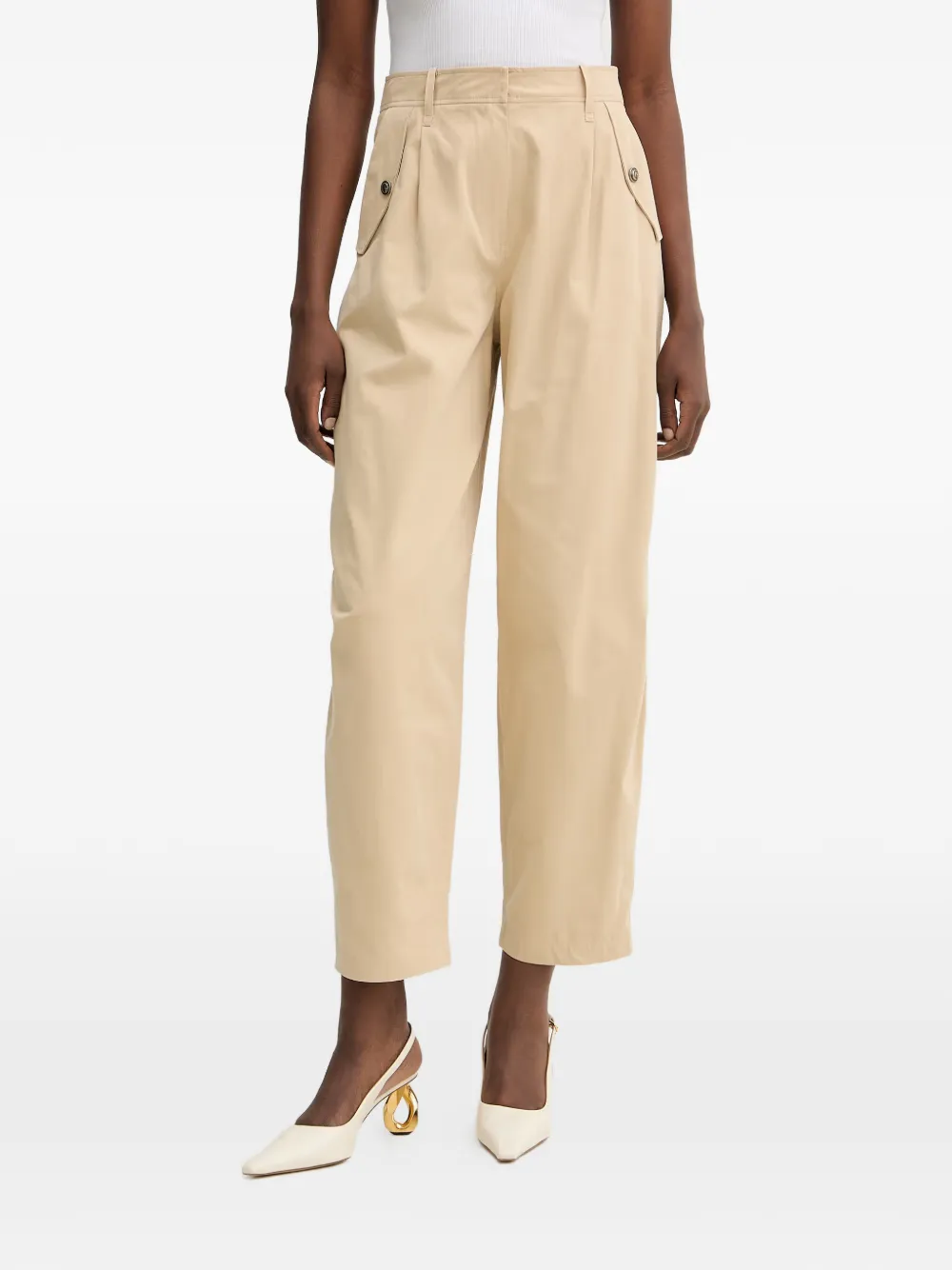 GUESS USA Denise button-embellished trousers - Toni neutri