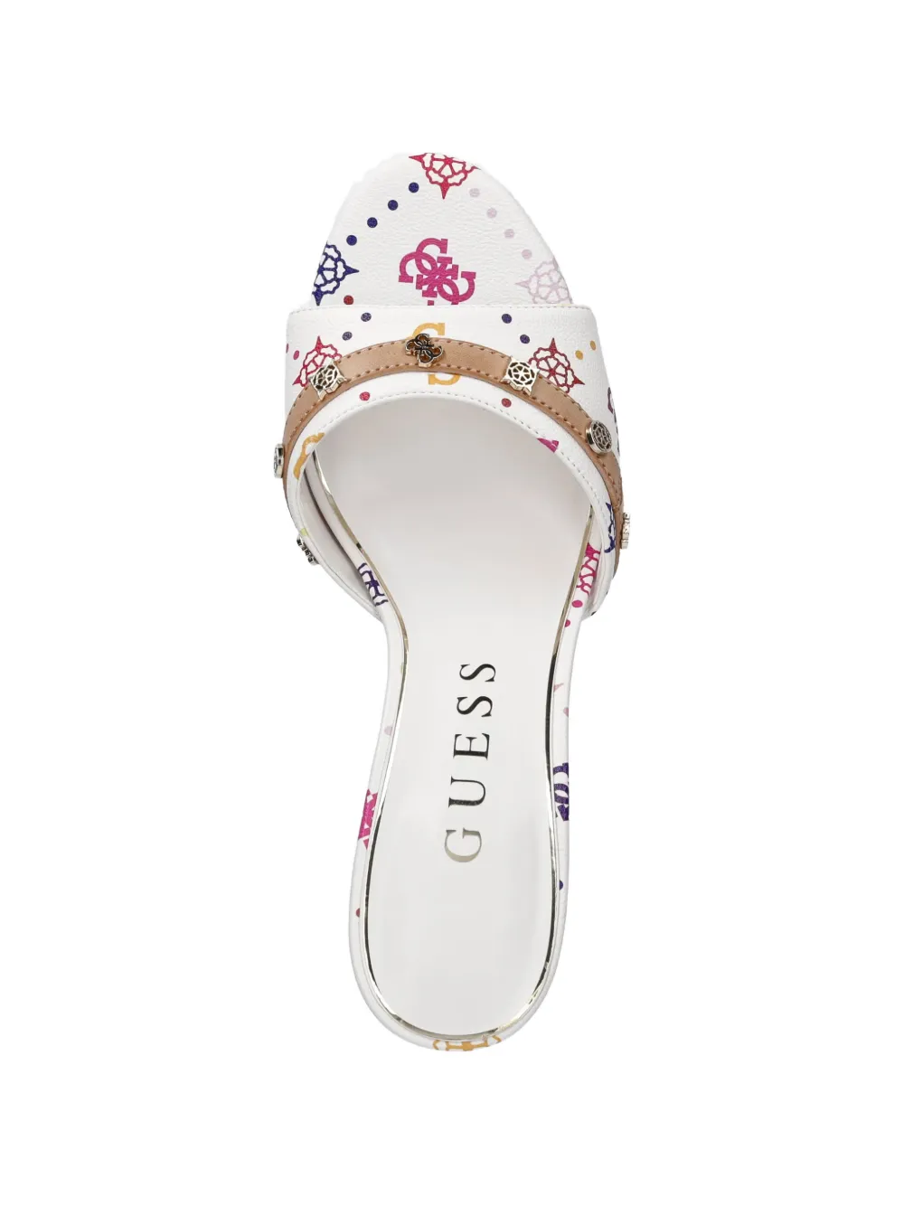 GUESS USA Iory logo-print heeled sandals Wit
