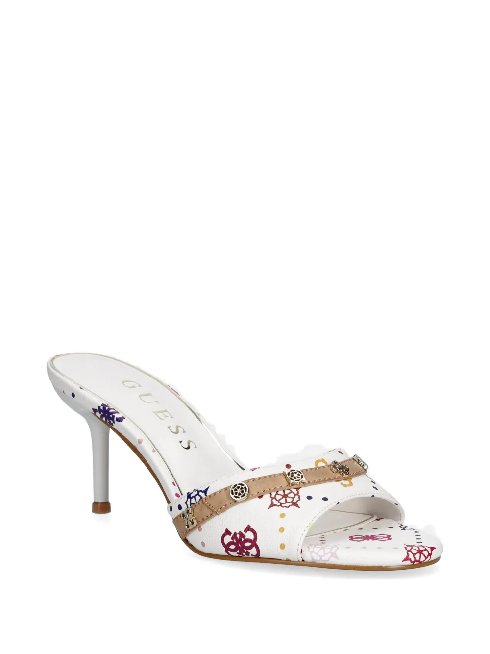 GUESS USA Iory logo-print heeled sandals Wit