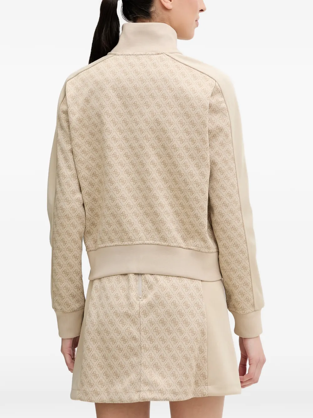GUESS USA Sweater met monogram en rits Beige