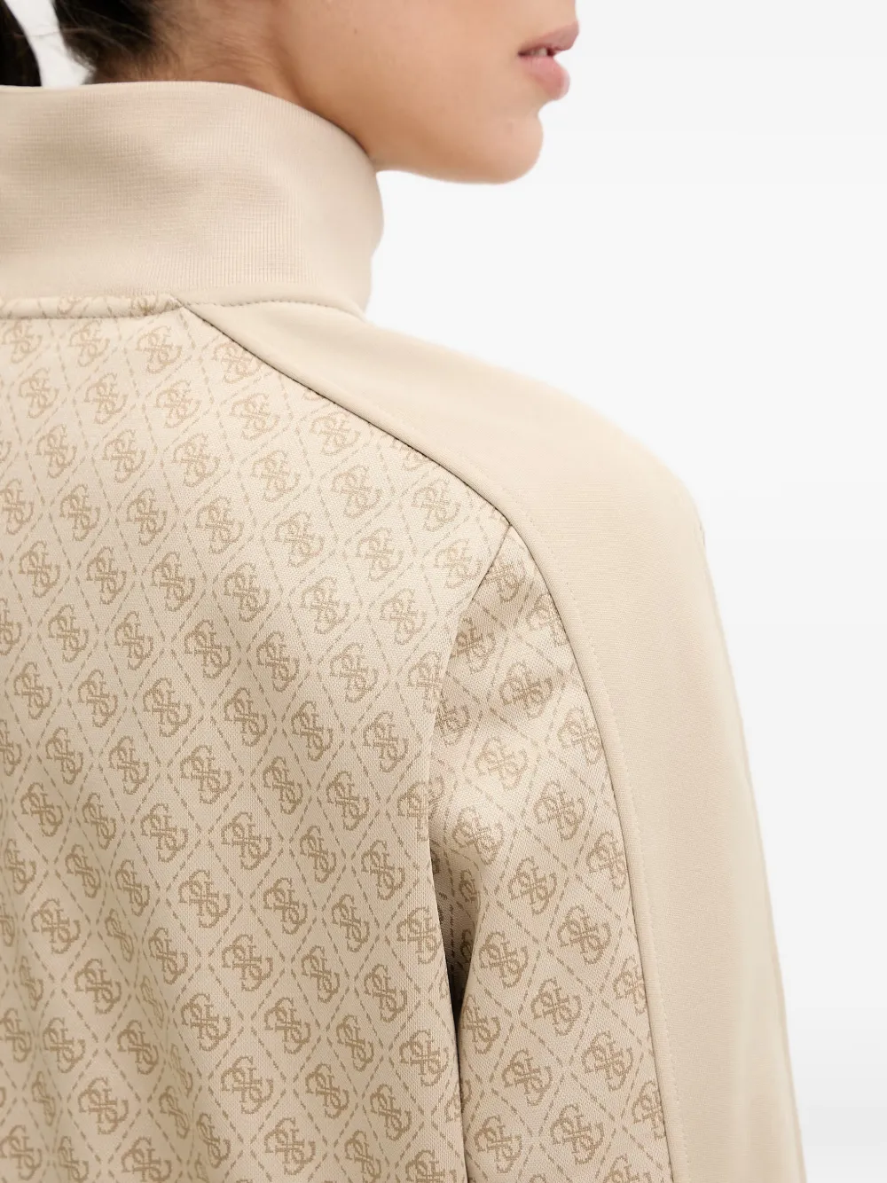 GUESS USA Sweater met monogram en rits Beige