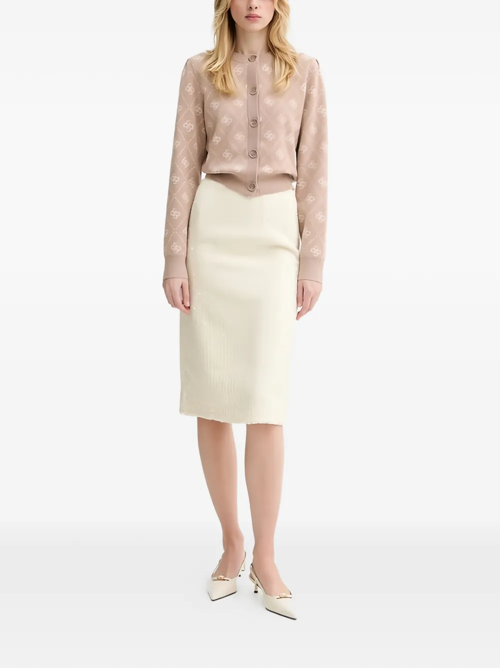 GUESS USA diamond-pattern button cardigan - Neutrals