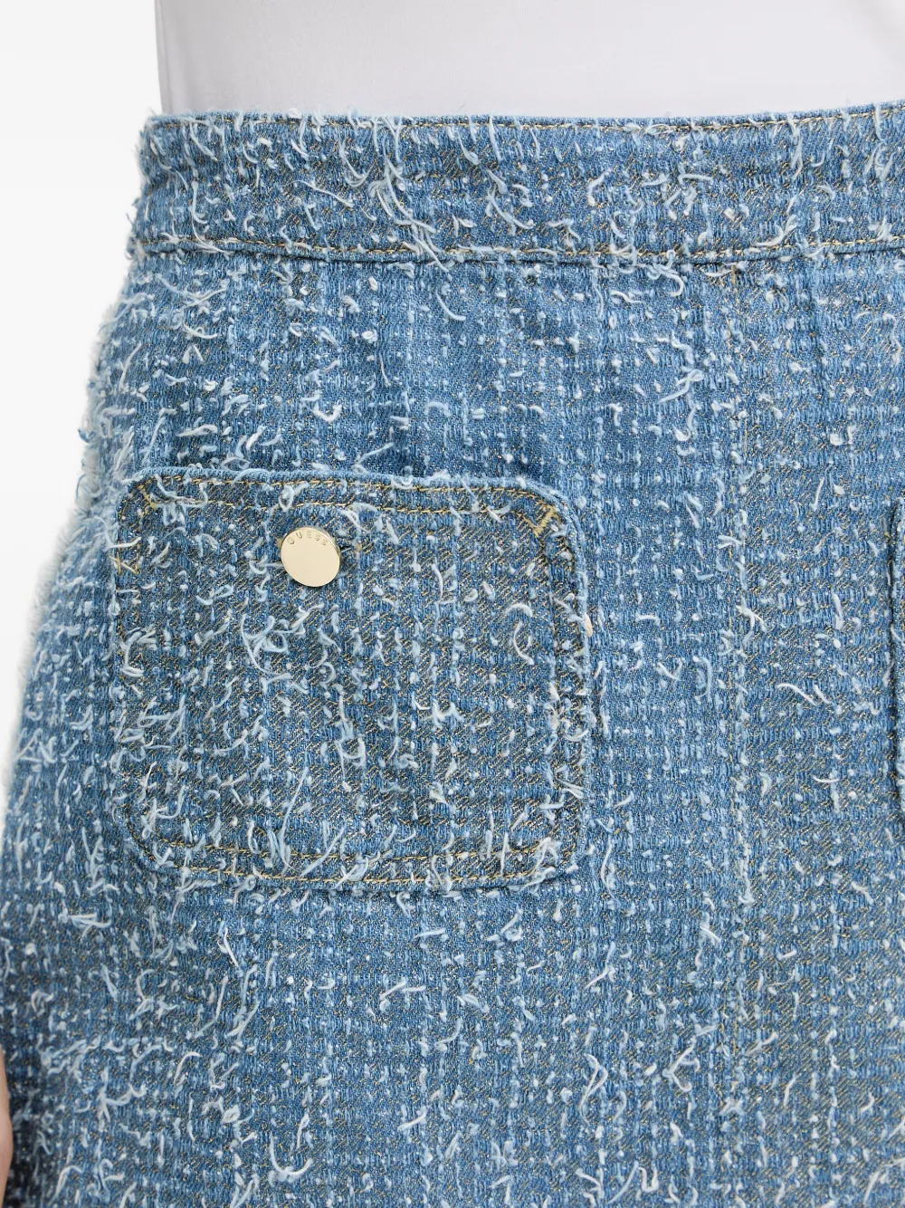 GUESS USA Tweed mini-rok met franje afwerking Blauw