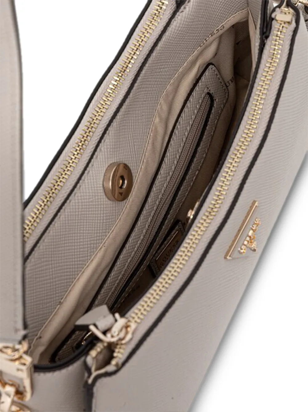 GUESS USA Schoudertas met logo-plakkaat en textuur Grijs