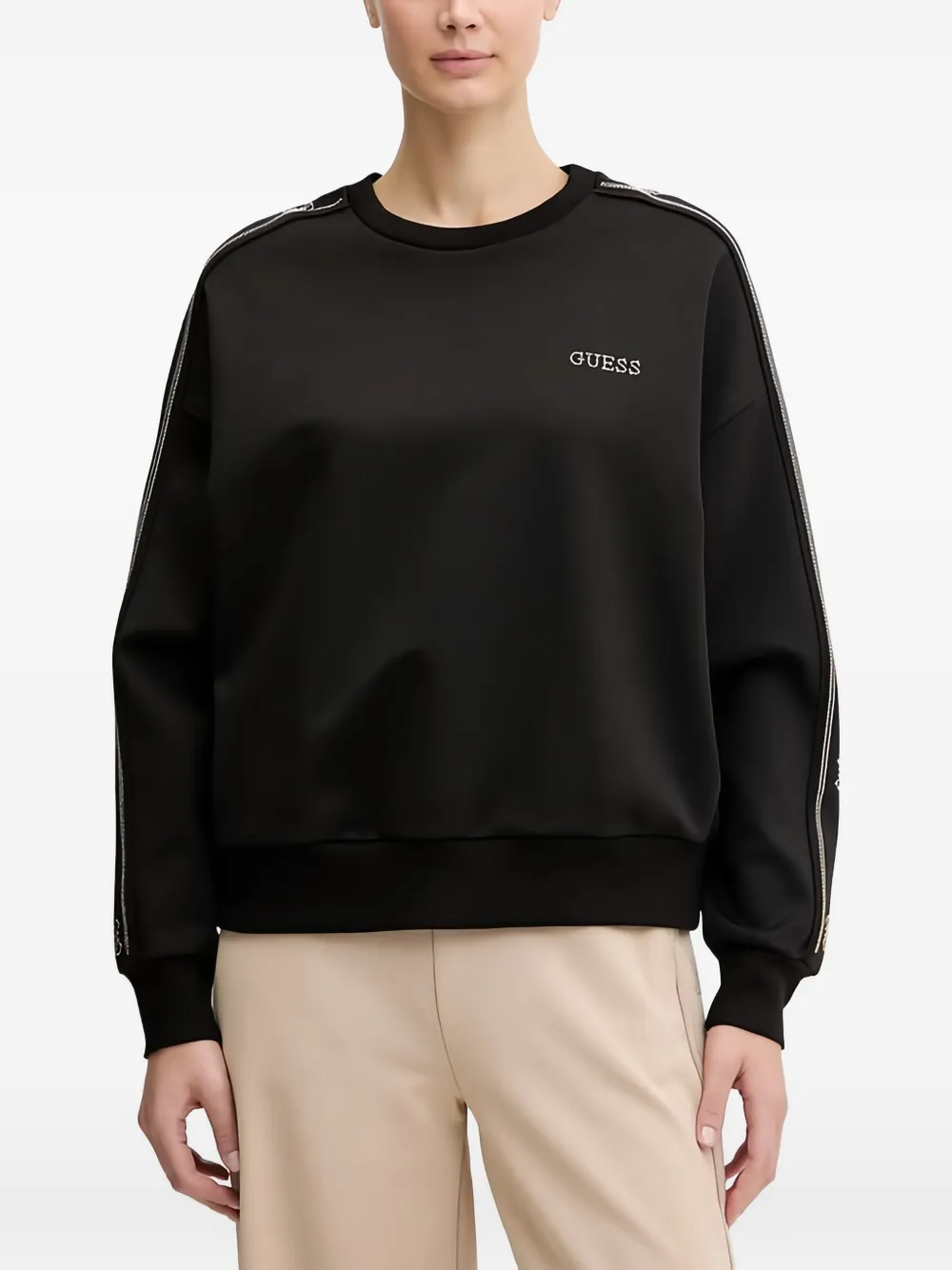 Guess Usa Logo-embellishment Sweatshirt In Black