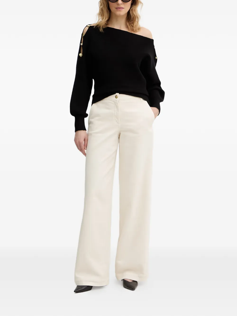 GUESS USA Off-shoulder trui met knoopdetail Zwart