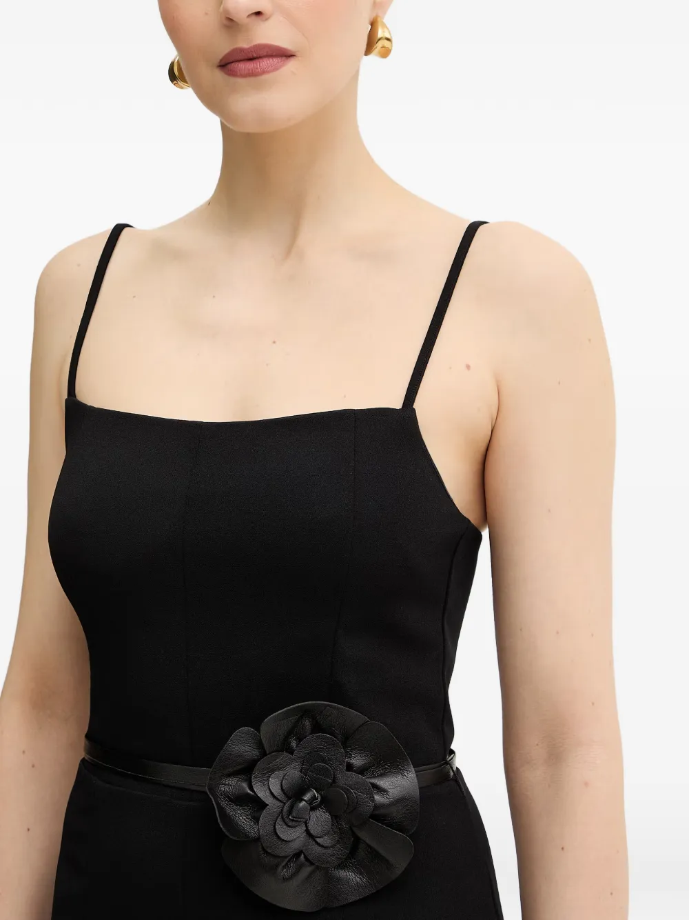 GUESS USA Midi-jurk met bloemenpatch en ceintuur Zwart