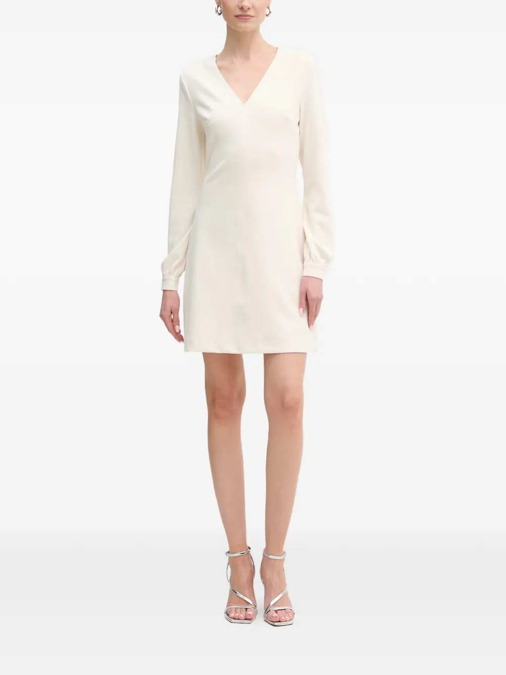 GUESS USA Evelina V-neck long-sleeve mini dress - Bianco