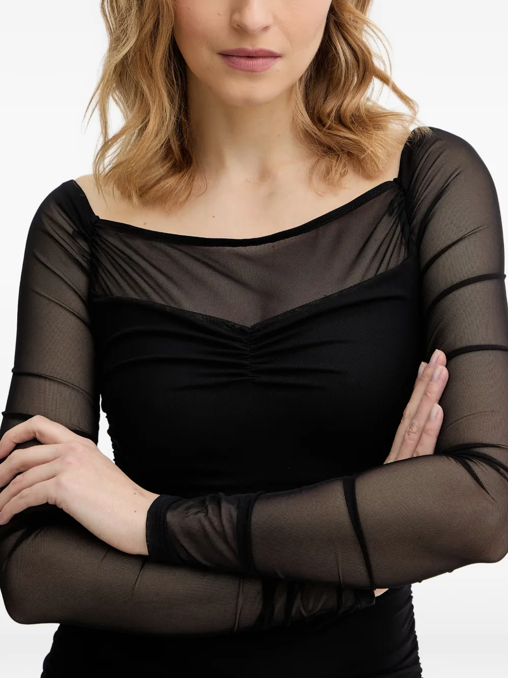 GUESS USA long-sleeve panelled mini dress Zwart