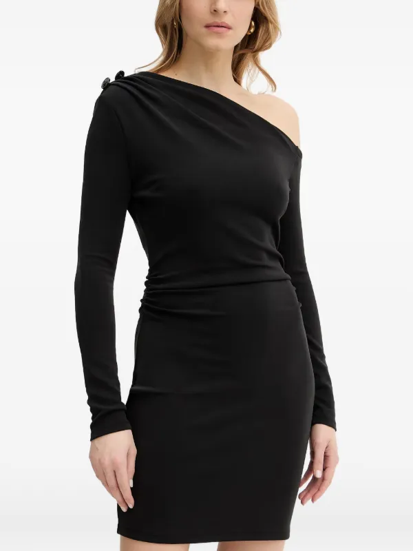 guess black mini dress USA one-shoulder | Size:XL Lots of fashion stays burgundy formal dresses Bardot sequin-embellished Mini Dress