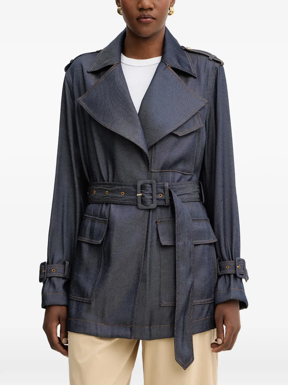 GUESS USA Trench denim con cintura - Blu