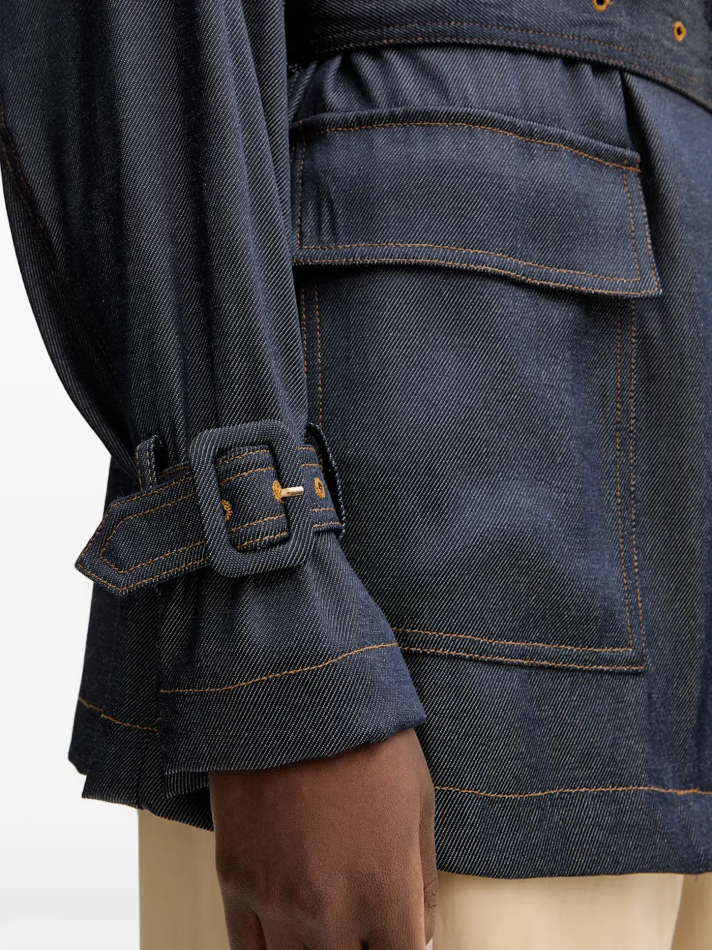 GUESS USA Denim trenchcoat met ceintuur Blauw