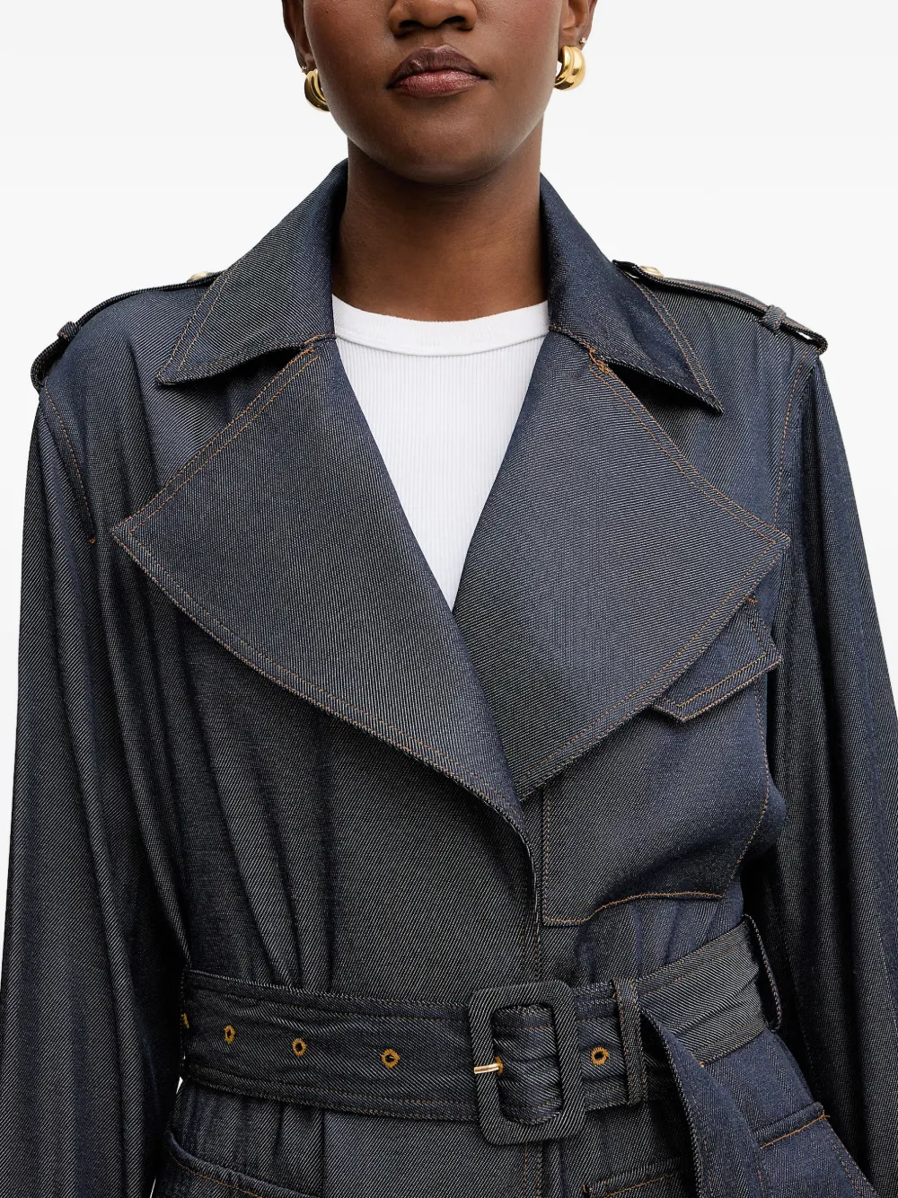GUESS USA Denim trenchcoat met ceintuur Blauw