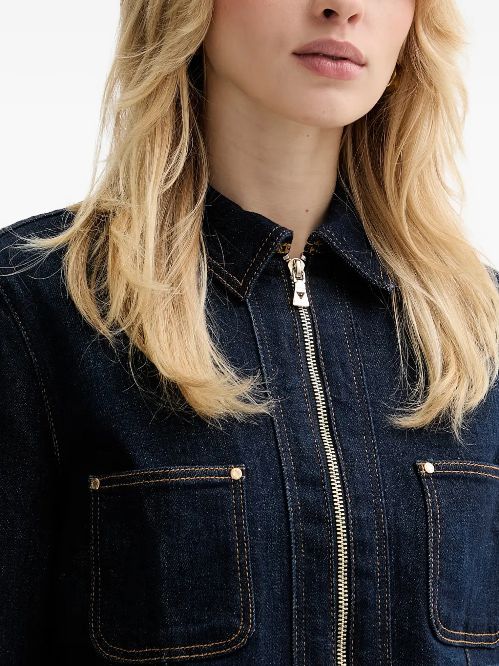 GUESS USA cropped denim jacket Blauw