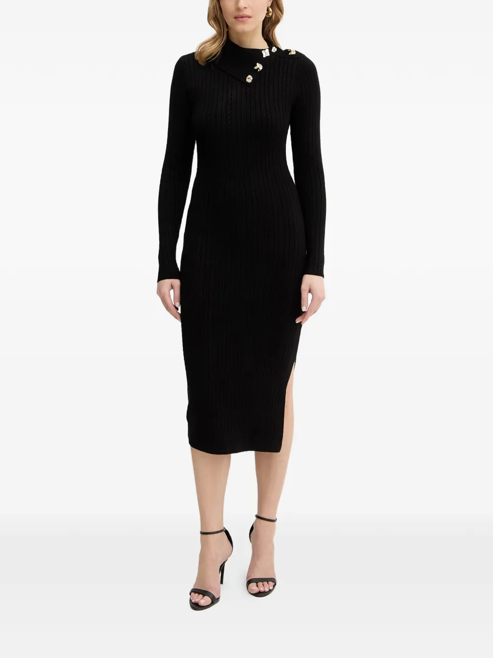 GUESS USA Priscilla button-ribbed dress - Nero