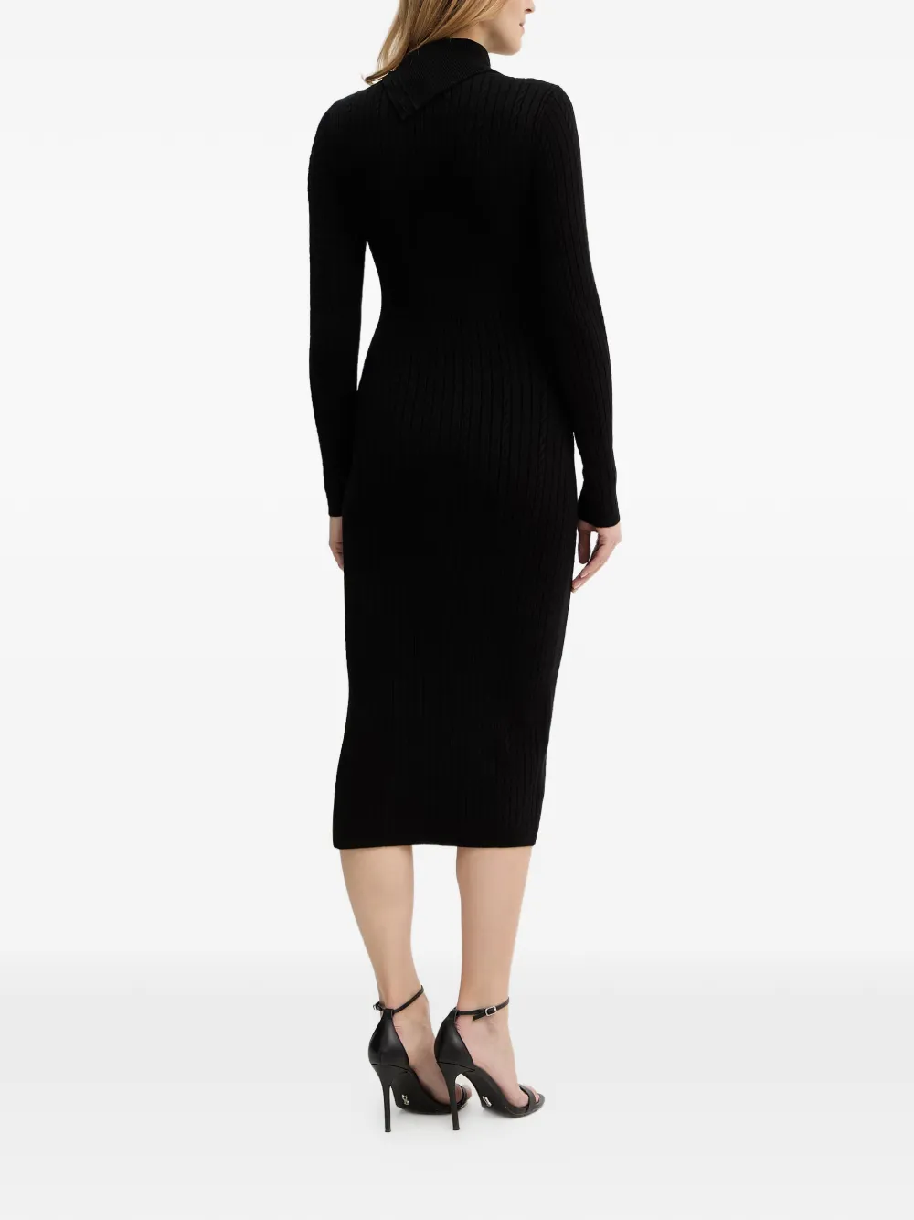 GUESS USA Priscilla geribbelde jurk met knopen Zwart