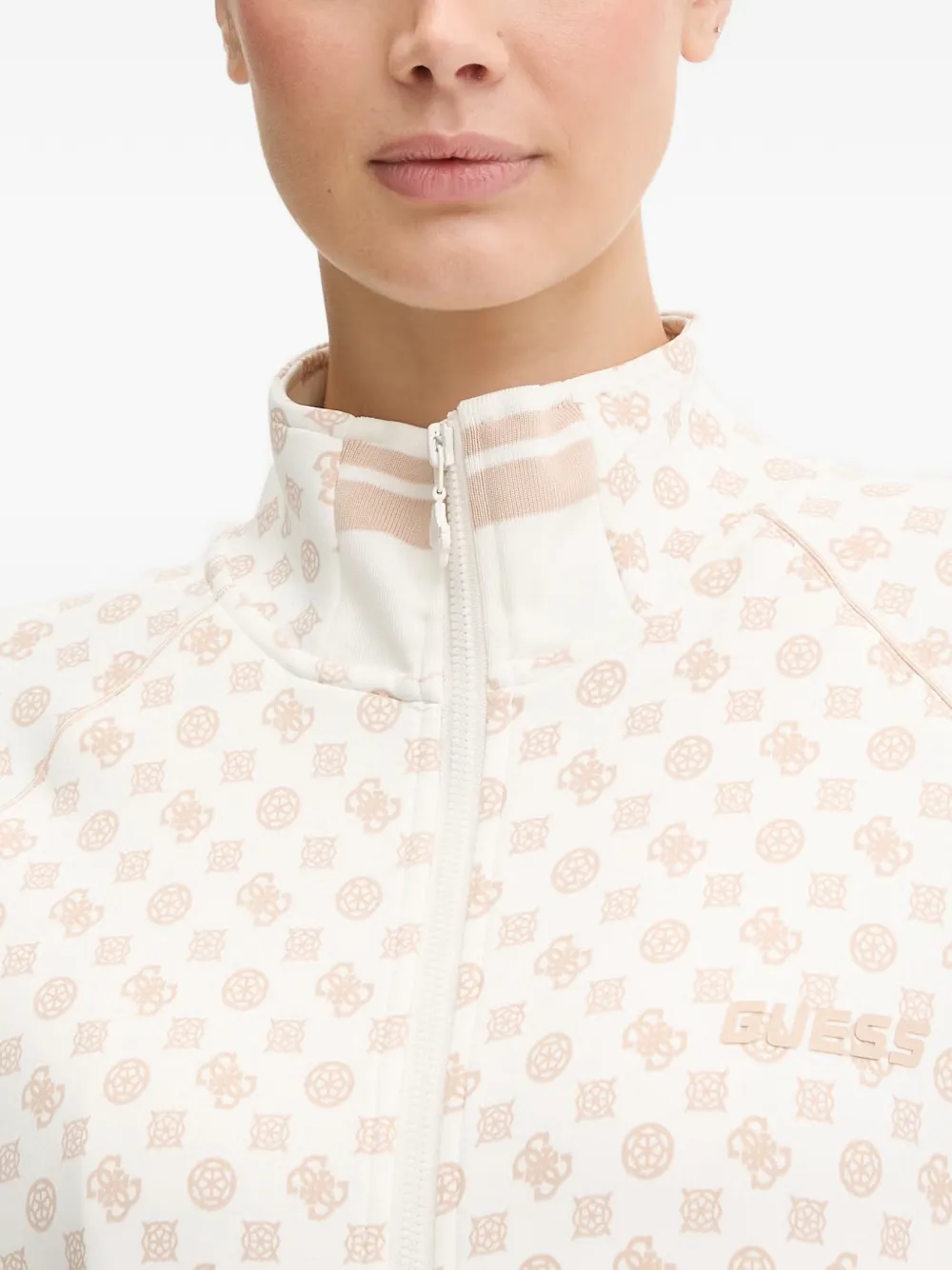 GUESS USA Top met monogram en rits Beige