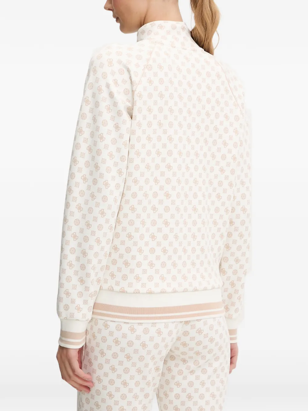 GUESS USA Top met monogram en rits Beige