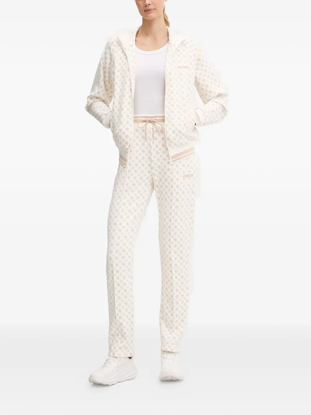 GUESS USA Top met monogram en rits Beige