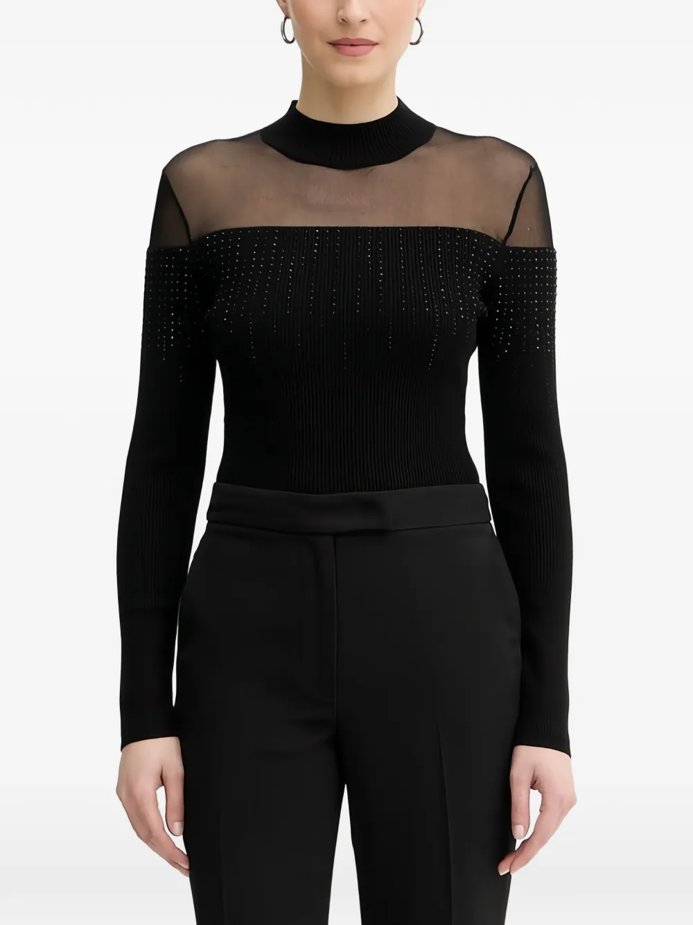 GUESS USA strass-embellished panelled sweater - Schwarz