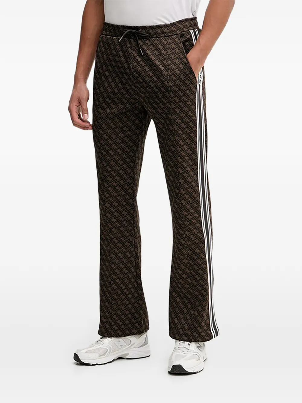 GUESS USA monogram stripe trousers - Marrone