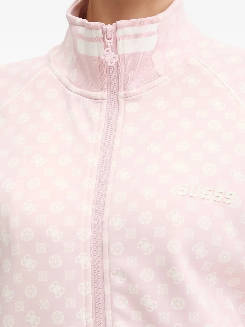 GUESS USA Aggie sweater met monogramprint en rits Roze