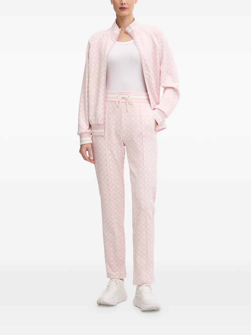 GUESS USA Aggie sweater met monogramprint en rits Roze
