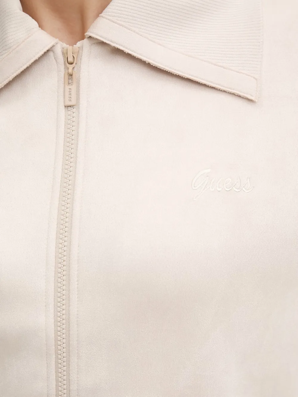 GUESS USA Jack met geribbelde kraag en rits Beige