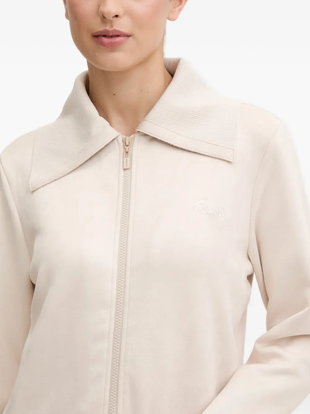 GUESS USA Jack met geribbelde kraag en rits Beige