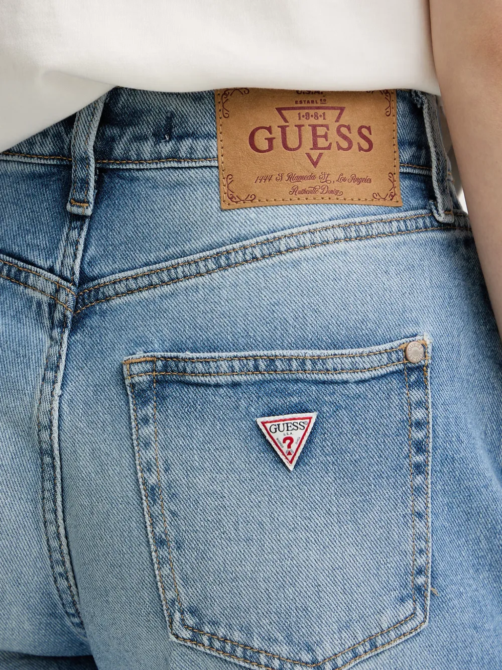 GUESS USA Jeans met logoplakkaat Blauw
