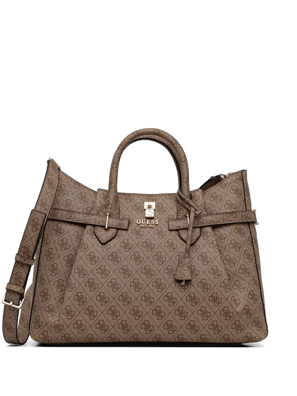 GUESS USA Yesba monogram-print padlock-detail tote bag - Marrone