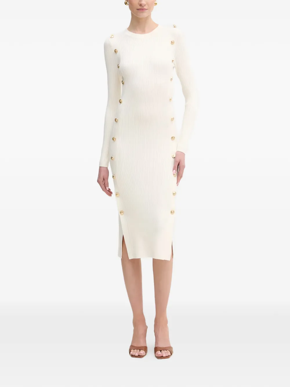 GUESS USA ribbed-knit midi dress - Toni neutri