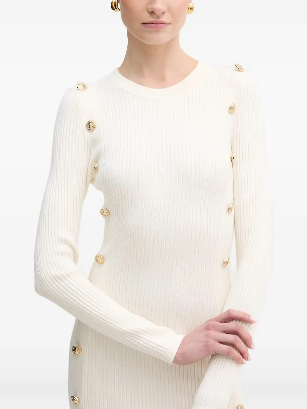 GUESS USA Ribgebreide midi-jurk Beige