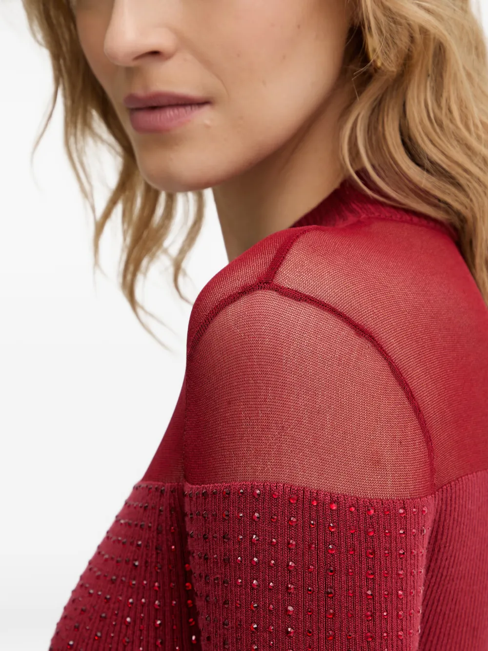 GUESS USA Trui verfraaid met mesh Rood