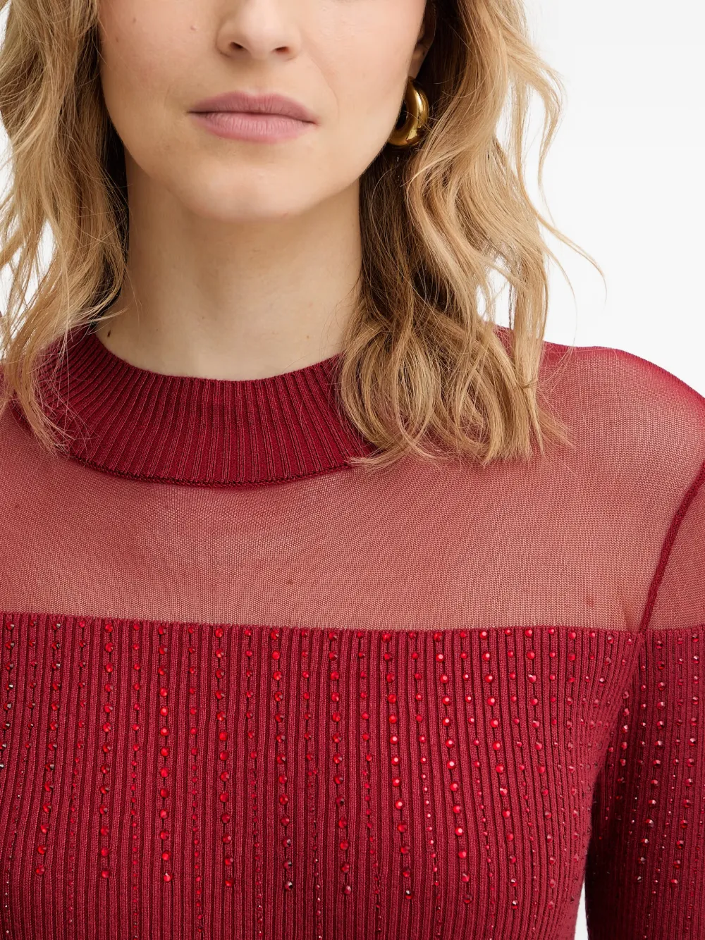 GUESS USA Trui verfraaid met mesh Rood