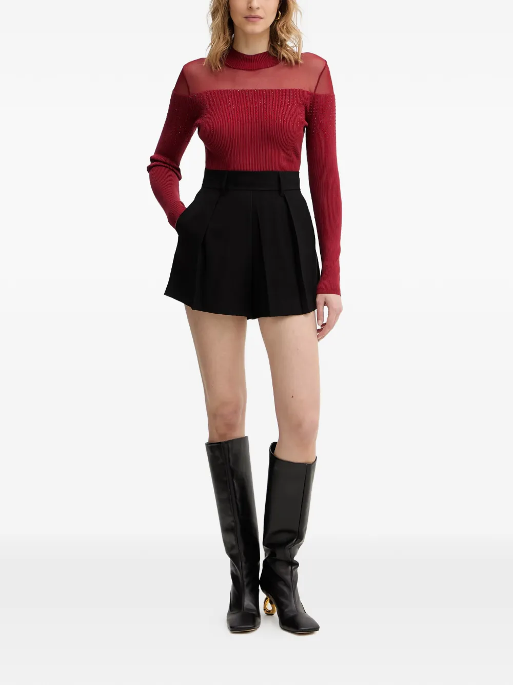 GUESS USA Trui verfraaid met mesh Rood