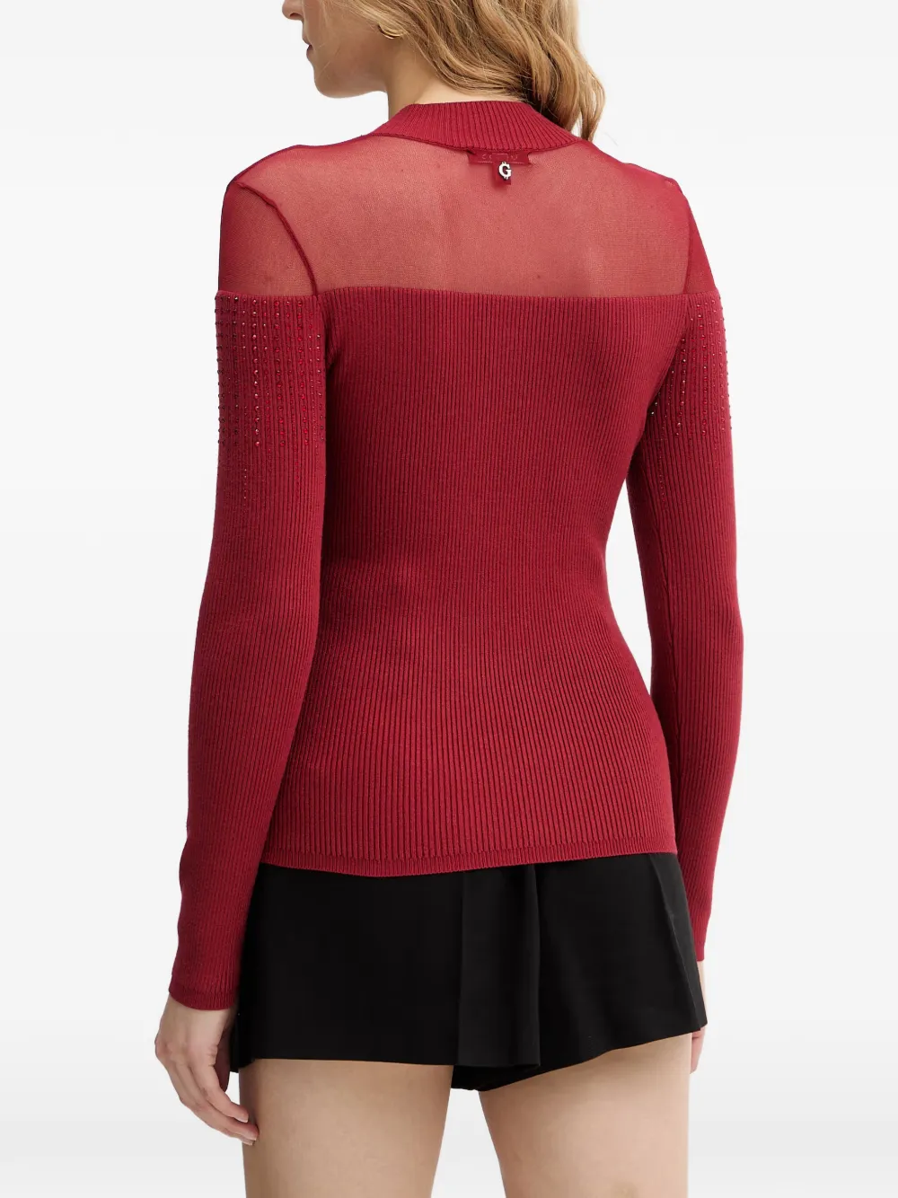 GUESS USA Trui verfraaid met mesh Rood