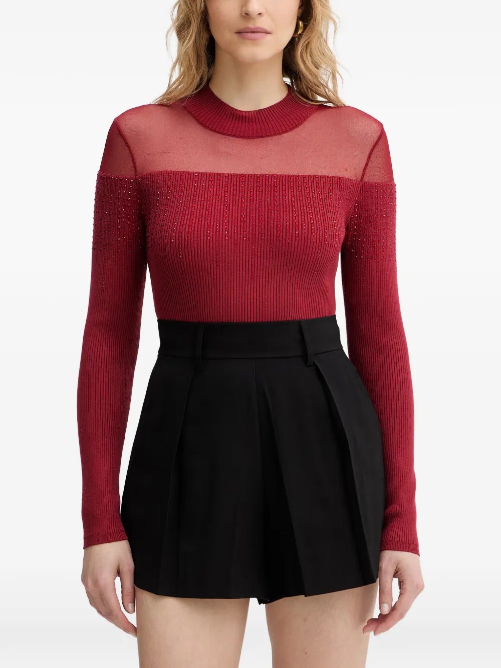 GUESS USA mesh embellished sweater - Rosso