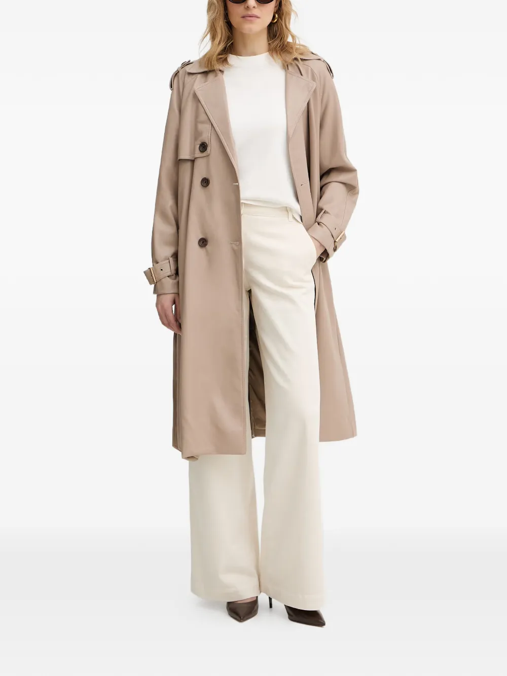 GUESS USA Trenchcoat met dubbele rij knopen en ceintuur Beige