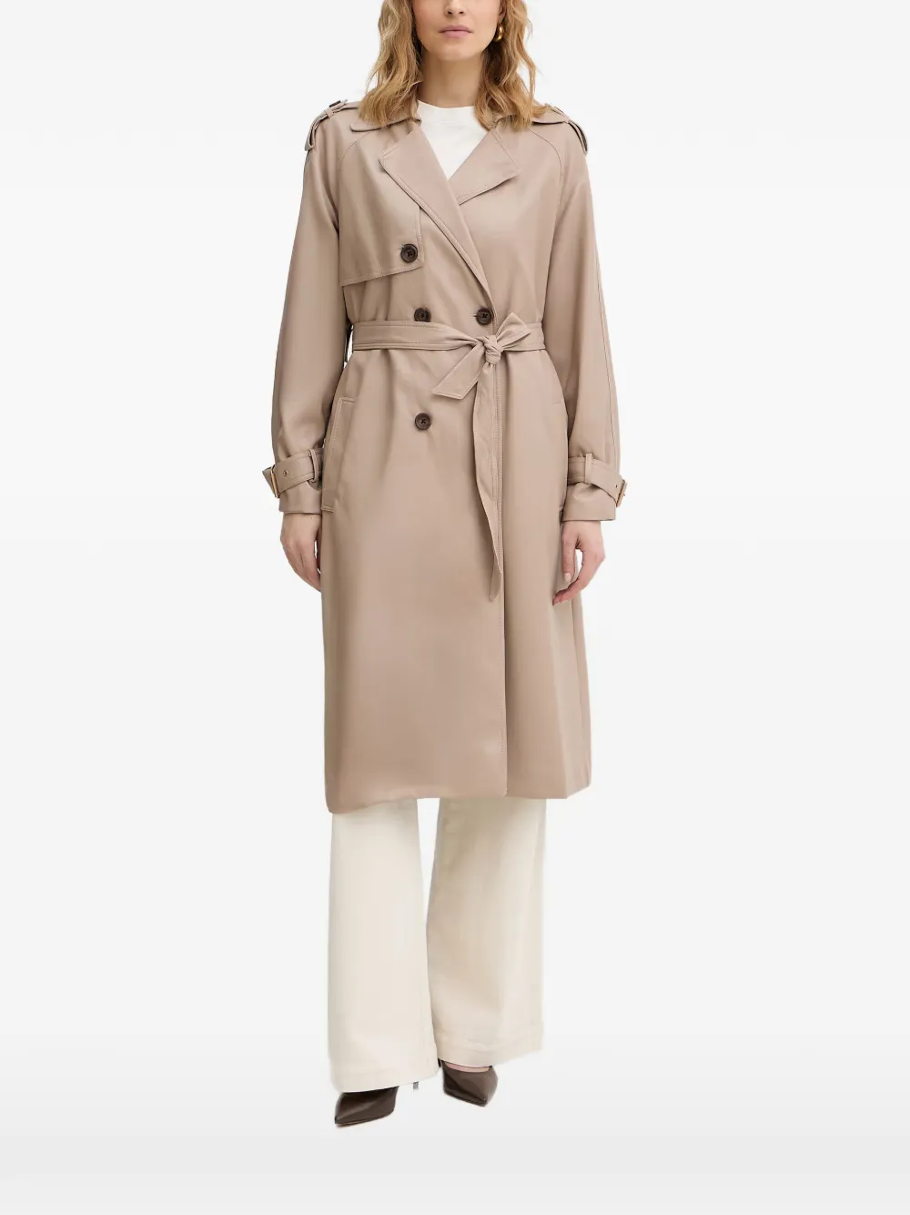 GUESS USA double-breasted belted trench coat - Toni neutri