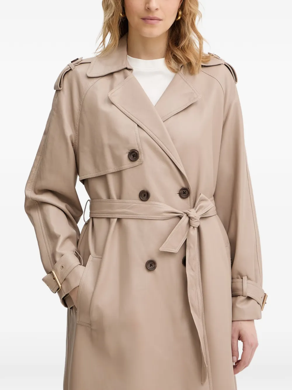GUESS USA Trenchcoat met dubbele rij knopen en ceintuur Beige