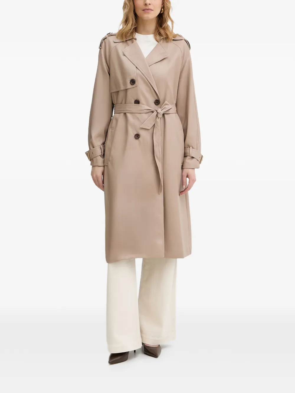 GUESS USA double-breasted belted trench coat - Nude